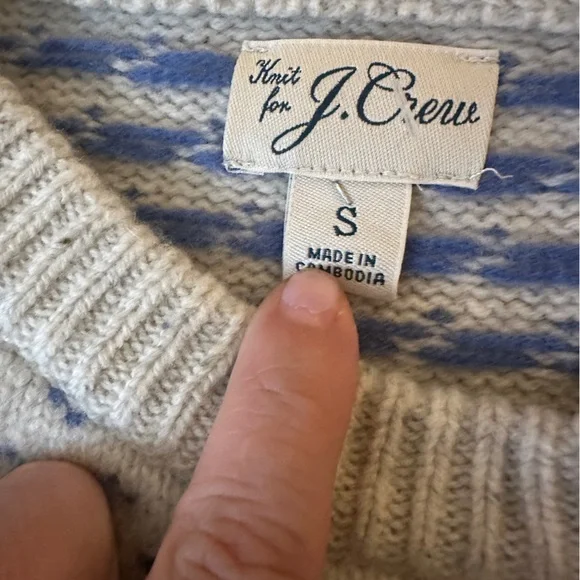 J Crew Lambswool Fair Isle sweater with bird's eye size medium
